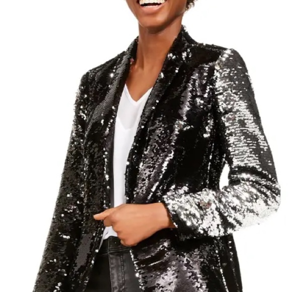 INC Black Sequins Blazer Size Medium Worn twice